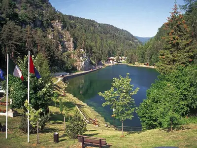 a view of a lake in the middle of a mountain at Apartment Ermeti by Interhome in Sfruz