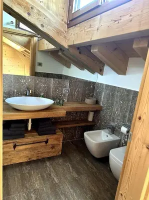 a bathroom with a sink and a toilet at Attico Bellavista in Cortina dʼAmpezzo
