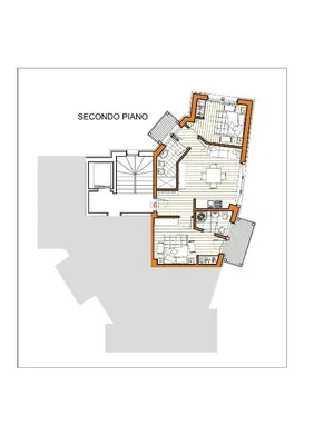 a floor plan of the second floor of the acropolis plaza at Residence Aspen in Arabba