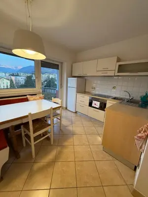 a bedroom with a bed and a ceiling fan at Vista Rosengarten in Bolzano