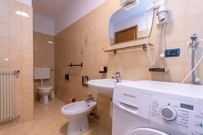 a bathroom with a sink and a toilet at Appartamento Alessandra 204 in Vigo di Fassa