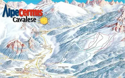 a map of a mountain with the words alive camps cavendish at La casa sul giardino in Castello di Fiemme
