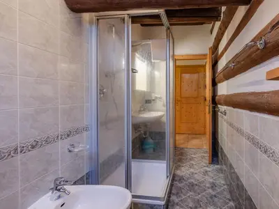 a bathroom with a shower and a sink at Apartment Casa Costazzer B by Interhome in Mazzin