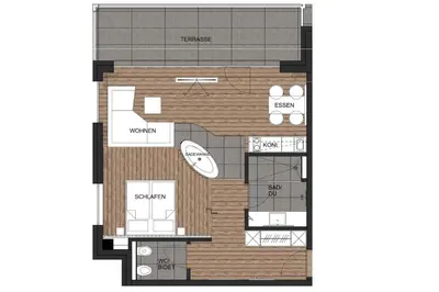 a rendering of a floor plan of a condo at Der Hof - Perntal Retreat in Gais