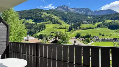 a balcony with a view of the mountains at Apartment Rohrer - Zirm - Zirbe Cirmolo mit Schloss- und Schourtblick in Sarntal