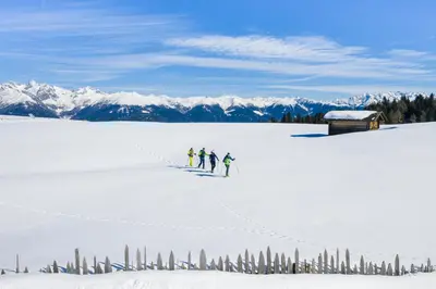 a group of people on skis in the snow at apartment beletage in San Lorenzo di Sebato