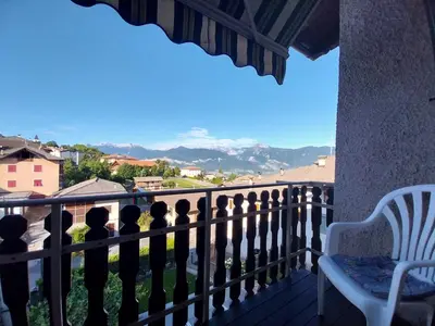 a balcony with a view of the mountains at Appartamento vacanze Tres - Predaia in Tres