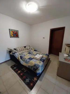 a bedroom with a bed with a rug on the floor at Appartamento vacanze Tres - Predaia in Tres