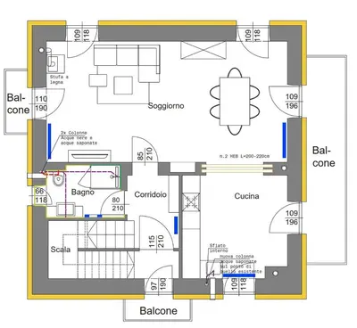a floor plan of a house at Casa Sasso Bianco in Rocca Pietore