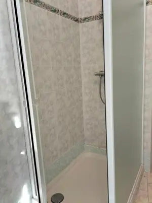 a shower with a glass door in a bathroom at Apartment Rosanna Val di Non, Sanzeno in Sanzeno