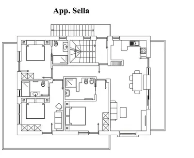 a floor plan of a house at Moderne panorama Apartments in den Dolomiten, 2min von den Liften in Selva di Val Gardena