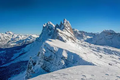 a view of a snow covered mountain at Residence Petlin Filip in Ortisei