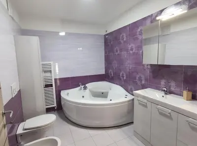 a bathroom with a tub and a toilet and a sink at Casa Elisa apartment in Ronzone