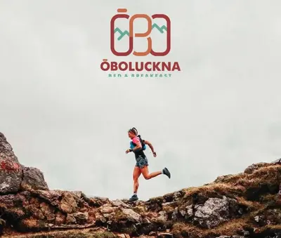 a man running on top of a mountain at B&B Öboluckna in Molini di Tures