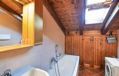 a bathroom with a sink and a bath tub at Lovely Apartment In San Vito Di Cadore in San Vito di Cadore