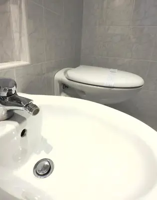 a bathroom with a white sink and a toilet at AlpinVista- Le Maddalene in Cavareno