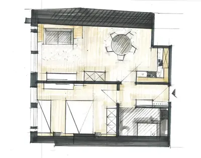a drawing of a floor plan of a house at Apartment Chiusa in Chiusa