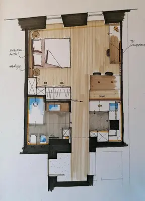 a drawing of a floor plan of a house at Heart of Bolzano in Bolzano