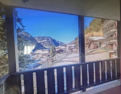 a view of the mountains from a balcony at Santa Cristina SudTirol SassLong Flat in Santa Cristina in Val Gardena