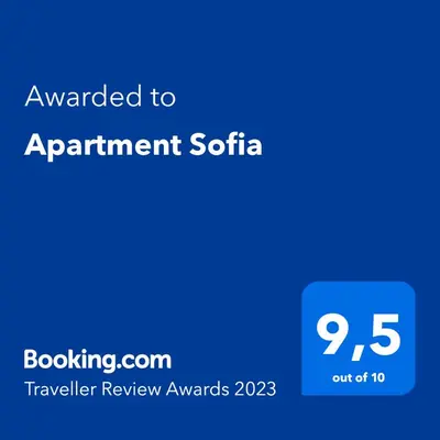 a blue screen with the text awarded to appointment siri at Apartment Sofia in Mühlbach