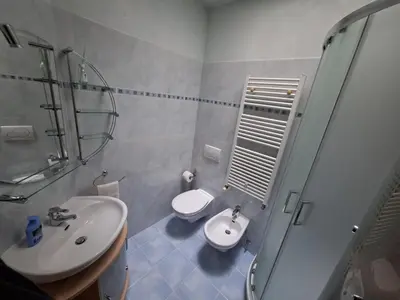 a bathroom with a sink and a toilet at Apartment Anna in Merano