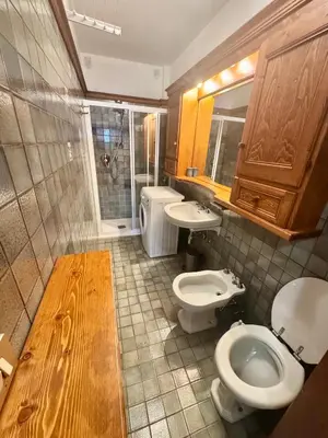 a bathroom with two toilets and a sink at Ca Miramonti - Garden and Tofana view in Cortina dʼAmpezzo