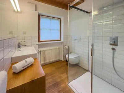 a bathroom with a toilet and a sink and a shower at Tagenhof Mountain Living in Meluno