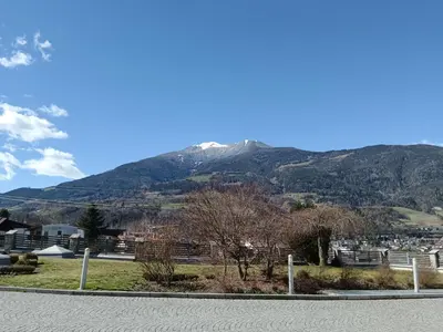 a view of a mountain from a road at Plose Appartements in Bressanone