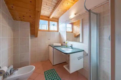 a bathroom with a sink and a shower at Quellenhof in Appiano sulla Strada del Vino