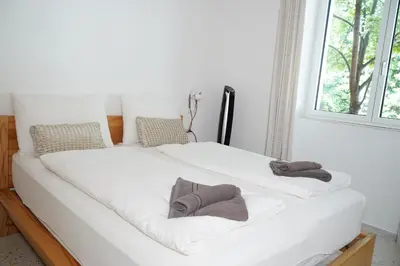 a white bed with two pillows and a window at Gardar Studio Fox in Bolzano