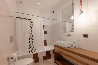 a bathroom with a toilet and a tub and a sink at La Finestra sul Peller, Coredo Ospitar in Coredo