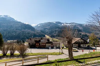 a view of a town with mountains in the background at Trilo Fiéma in Panchia