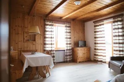 a kitchen with wooden cabinets and a sink at Agritur Rizzi di Inama Ugo in Coredo