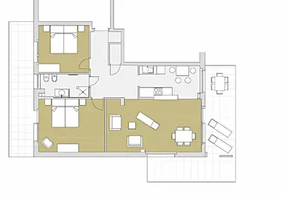 a floor plan of a house at MERANEA- sonnig - ruhig - elegant - ideal zum länger bleiben - Glasfaser in Merano