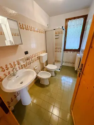 a bathroom with two toilets and a sink at Casa Massari in Campitello di Fassa
