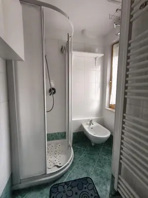 a bathroom with a shower and a sink at Casa Roberta in Falcade