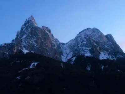 a mountain with snow on top of it at Winterklaubhof in Siusi