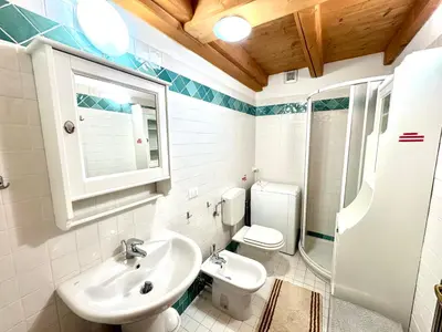 a bathroom with a sink and a toilet at Ciasa De Cin - 10 minutes from Cortina in San Vito di Cadore