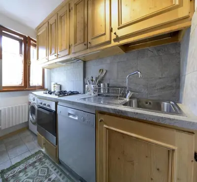 a kitchen with a sink and a dishwasher at Crepedel in Cortina dʼAmpezzo