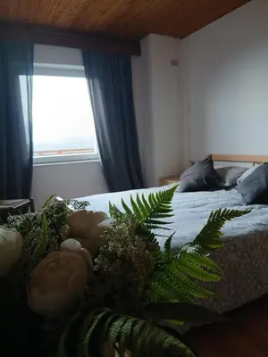 a bedroom with a bed with a plant on it at Maso Solandro in Solaiolo