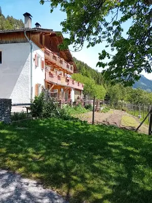 a house in the middle of a green field at Maso Solandro in Solaiolo