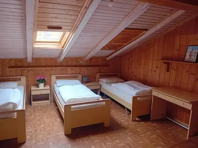 a room with two beds and a skylight at Maso Solandro in Solaiolo