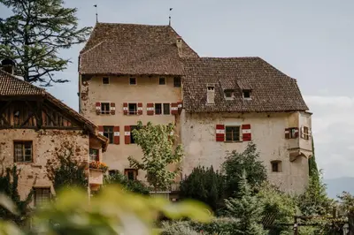 an old building with a tiled roof at Schloss Englar in Appiano sulla Strada del Vino