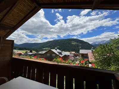 a view of a town from a balcony at Appartements Oberhammer in Tesido