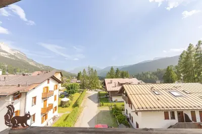 a view from the roof of a house in a village at Casa Scoiattolo, con balcone panoramico in San Vito di Cadore