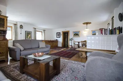 a living room with a couch and a coffee table at Villetta Chiave in Chiave