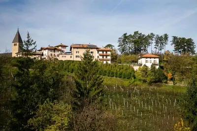 a group of houses on a hill next to a field at Casa Maia in Sanzeno