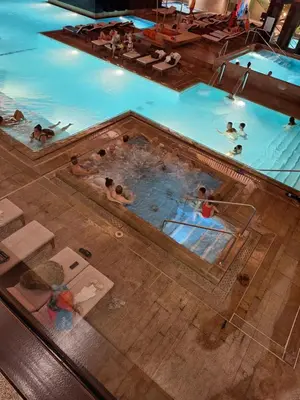 a group of people swimming in a swimming pool at Merano appartamento in Merano