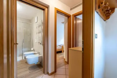 a bathroom with a toilet and a sink at Cesa de Sass in Mazzin