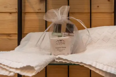 a bag of white towels sitting on a table at Suite Anna in Masarè